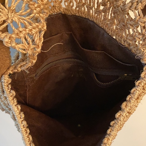 Vintage 70s JOHN ROMAIN Macrame Canvas Leather Shoulder Bag Handbag Flap RARE - Picture 7 of 8